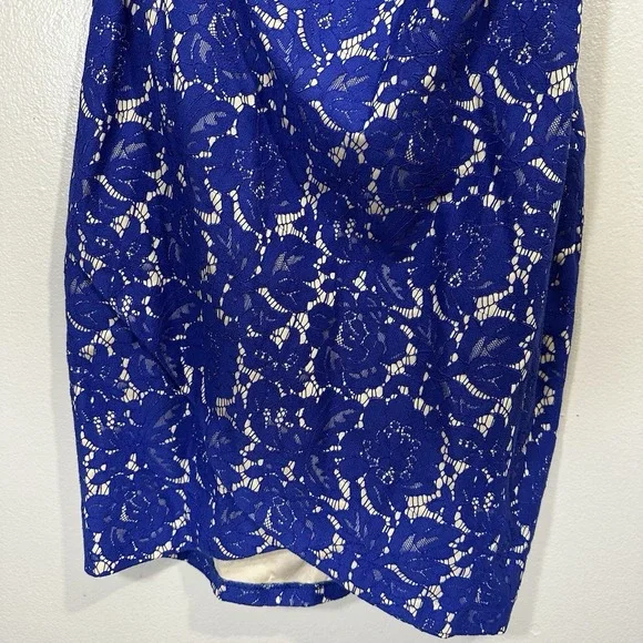 GUESS Women's Size 8 Blue Bonded Lace Cutout One Shoulder Dress NEW - Picture 6 of 14